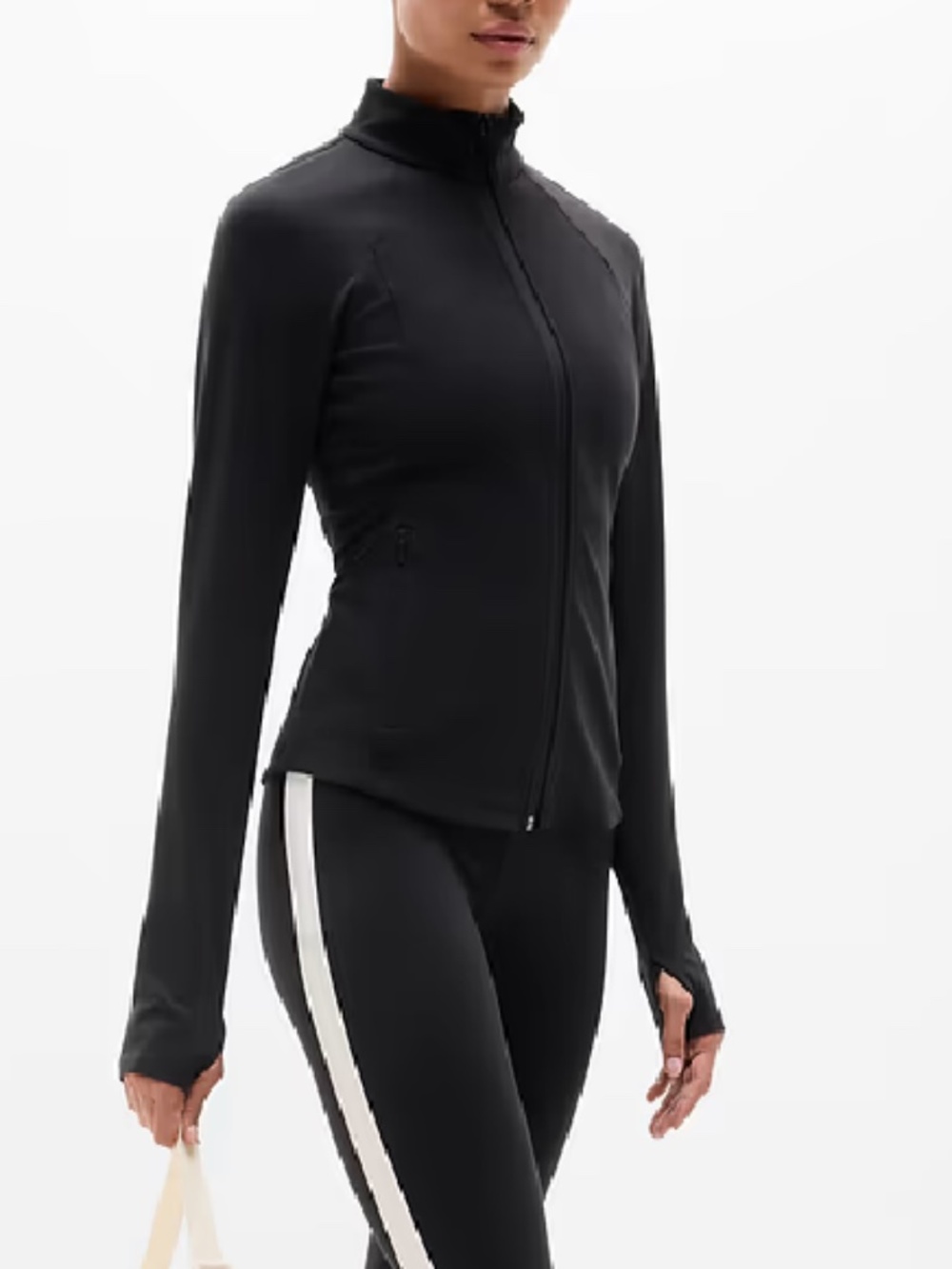 Athleta Salutation Jacket 2.0 Black Powervita Full Zip Size S